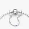 Dreifache Safety Chain mit blauen Steinen aus Sterlingsilber