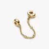 Dreifache Safety Chain mit klaren Steinen, 14-karätig vergoldet Dreifache Safety Chain mit klaren Steinen, 14-karätig vergoldet