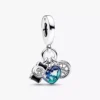 Dreifacher Dangle Charm aus Sterlingsilber mit Kamera, Herz und Kompass
