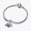 Dreifacher Dangle Charm aus Sterlingsilber mit Kamera, Herz und Kompass