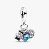 Dreifacher Dangle Charm „Kamera, Herz & Kompass“ – Sterlingsilber Dreifacher Dangle Charm „Kamera, Herz & Kompass“ – Sterlingsilber
