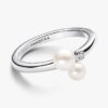 Duo-Ring mit behandelten Süßwasser-Zuchtperlen – Sterlingsilber