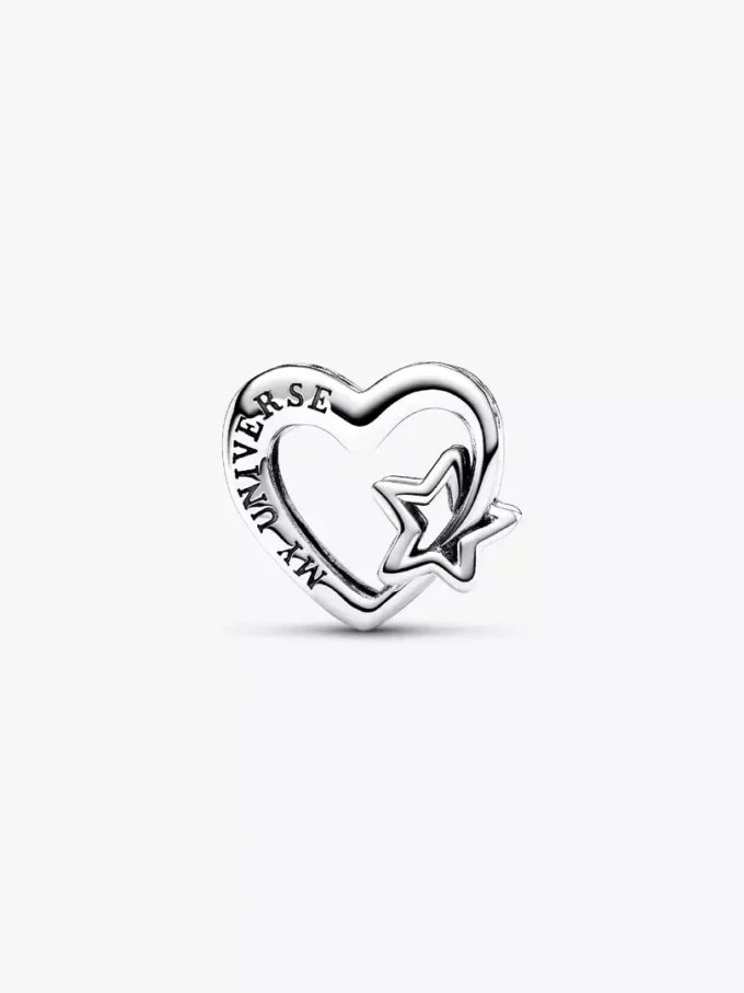 Durchbrochener Familien-Herz-&-Stern-Charm aus Sterlingsilber Durchbrochener Familien-Herz-&-Stern-Charm aus Sterlingsilber