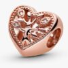 Durchbrochener Familienbaum-Herz-Charm – 14 Karat Roségold-Beschichtung Durchbrochener Familienbaum-Herz-Charm – 14 Karat Roségold-Beschichtung