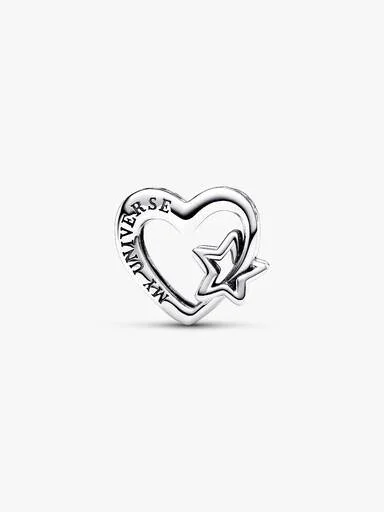 Durchbrochener „Family Heart & Star“-Charm – Sterlingsilber Durchbrochener „Family Heart & Star“-Charm – Sterlingsilber