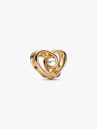 Durchbrochener Herz-Charm mit behandelten Süßwasser-Zuchtperlen – 14 Karat Gold