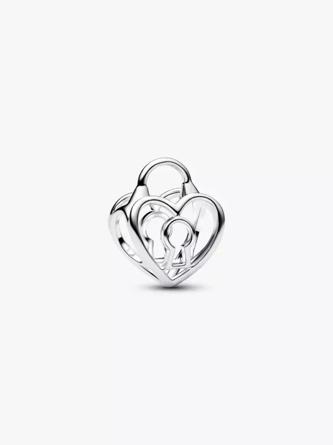Durchbrochener Herz-Vorhängeschloss-Charm aus Sterlingsilber Durchbrochener Herz-Vorhängeschloss-Charm aus Sterlingsilber
