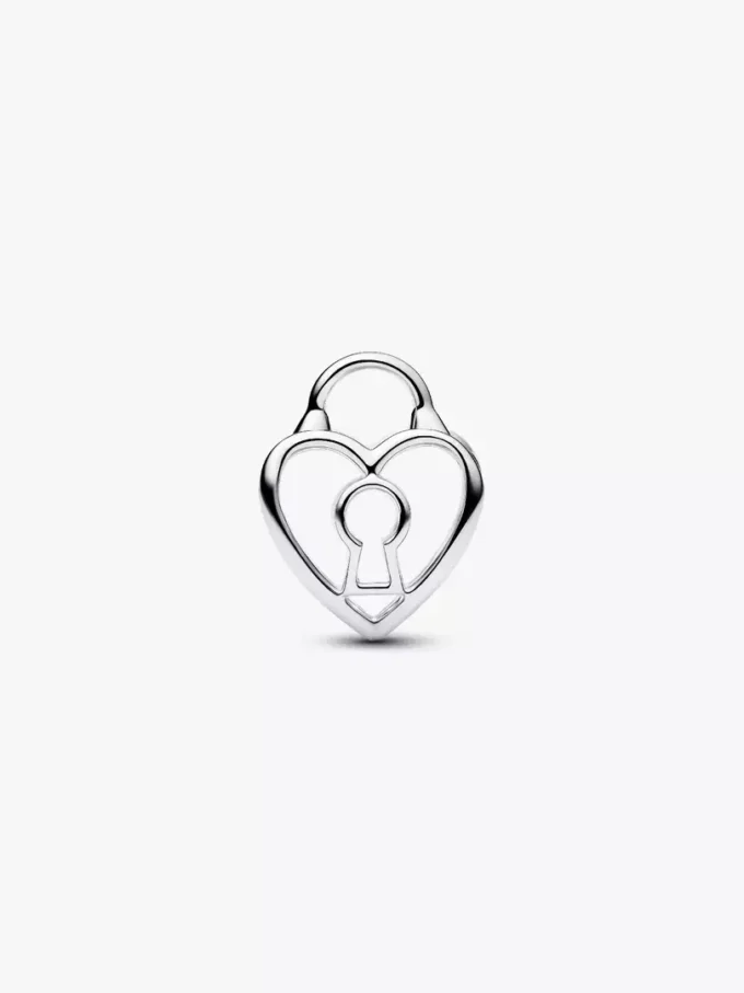 Durchbrochener Herz-Vorhängeschloss-Charm aus Sterlingsilber Durchbrochener Herz-Vorhängeschloss-Charm aus Sterlingsilber