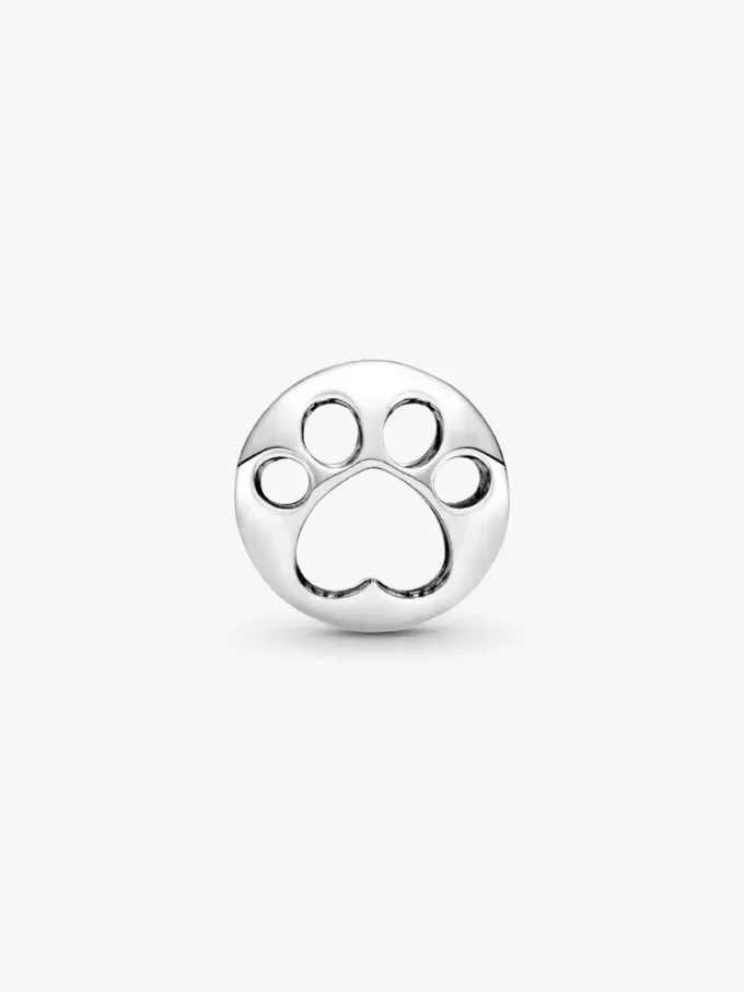 Durchbrochener Pfotenabdruck-Charm aus Sterlingsilber Durchbrochener Pfotenabdruck-Charm aus Sterlingsilber