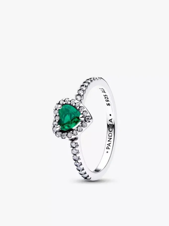 Edler Ring mit Herz aus Sterlingsilber in Royalgrün Edler Ring mit Herz aus Sterlingsilber in Royalgrün
