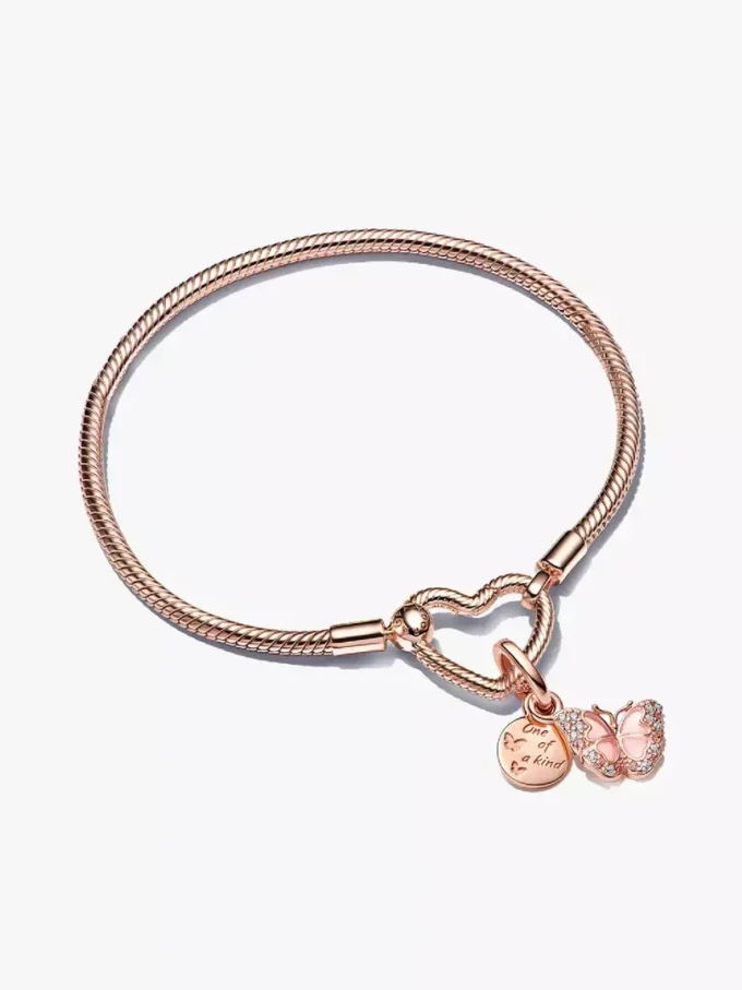 Einzigartiges Armband-Set mit Rosenherz-Charms, 2er-Set Einzigartiges Armband-Set mit Rosenherz-Charms, 2er-Set
