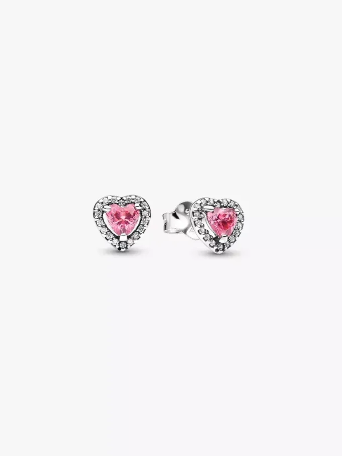 Elevated Pink Heart Stud Ohrringe aus Sterlingsilber Elevated Pink Heart Stud Ohrringe aus Sterlingsilber