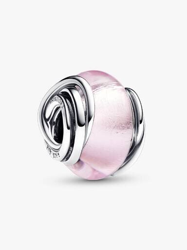Encircled Pink Murano Glass Charm – Sterlingsilber Encircled Pink Murano Glass Charm – Sterlingsilber