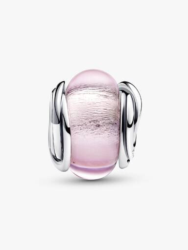 Encircled Pink Murano Glass Charm – Sterlingsilber Encircled Pink Murano Glass Charm – Sterlingsilber