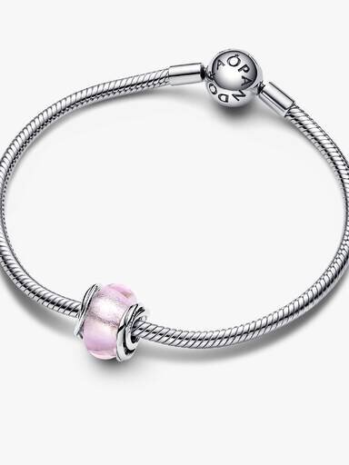 Encircled Pink Murano Glass Charm – Sterlingsilber Encircled Pink Murano Glass Charm – Sterlingsilber