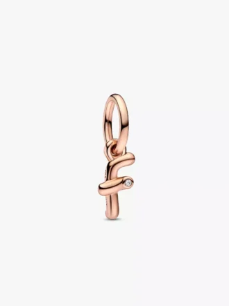 Endgültiger Verkauf – Buchstabe F in Schreibschrift als Dangle Charm, 14 Karat Roségold-Beschichtung