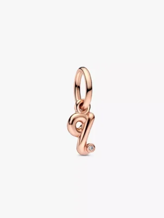 Endgültiger Verkauf – Buchstabe Q in Schreibschrift als Dangle Charm, 14 Karat Roségold-Beschichtung