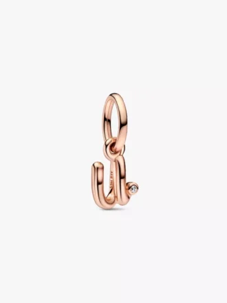 Endgültiger Verkauf – Buchstabe „u“ im Schreibschrift-Stil, Dangle Charm, 14 Karat Roségold-Beschichtung