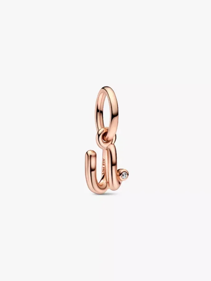 Endgültiger Verkauf – Buchstabe „u“ im Schreibschrift-Stil, Dangle Charm, 14 Karat Roségold-Beschichtung Endgültiger Verkauf – Buchstabe „u“ im Schreibschrift-Stil, Dangle Charm, 14 Karat Roségold-Beschichtung