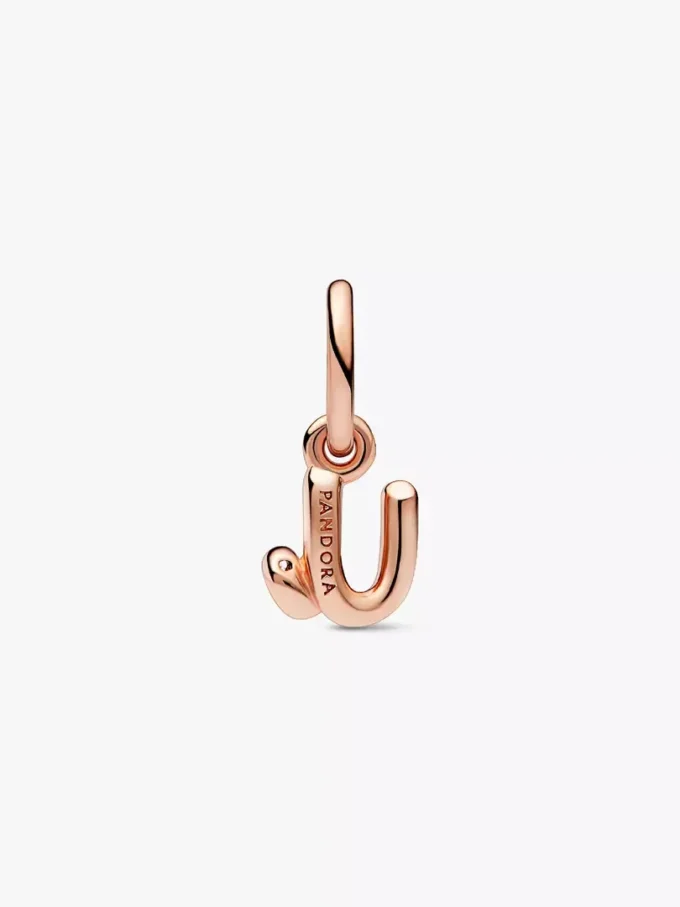 Endgültiger Verkauf – Buchstabe „u“ im Schreibschrift-Stil, Dangle Charm, 14 Karat Roségold-Beschichtung Endgültiger Verkauf – Buchstabe „u“ im Schreibschrift-Stil, Dangle Charm, 14 Karat Roségold-Beschichtung