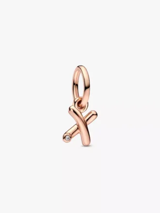 Endgültiger Verkauf – Buchstabe X in Schreibschrift als Dangle Charm, 14 Karat Roségold-Beschichtung