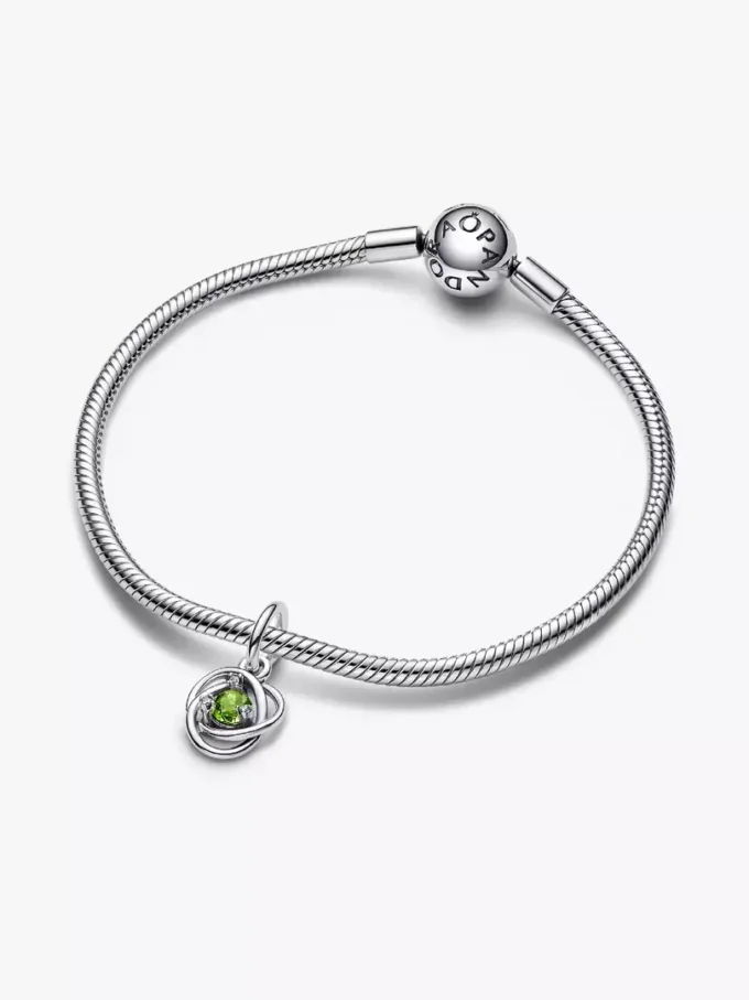 Endgültiger Verkauf – Frühlingsgrüner Eternity Circle Dangle Charm aus Sterlingsilber Endgültiger Verkauf – Frühlingsgrüner Eternity Circle Dangle Charm aus Sterlingsilber