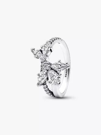 Endgültiger Verkauf – funkelnder asymmetrischer Herbarium-Cluster-Ring aus Sterlingsilber