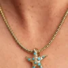 Endgültiger Verkauf – funkelnder blauer Seestern-Dangle Charm, 14-karätig vergoldet
