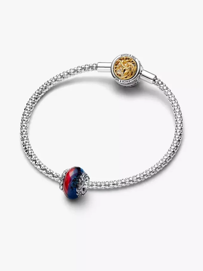 Endgültiger Verkauf – Game of Thrones „Ice & Fire Dragons“ Doppel-Murano Glass-Charm aus Sterlingsilber Endgültiger Verkauf – Game of Thrones „Ice & Fire Dragons“ Doppel-Murano Glass-Charm aus Sterlingsilber