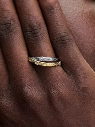 Endgültiger Verkauf – Game of Thrones Spinning Astrolabe Ring aus Sterlingsilber, 14-karätig vergoldet