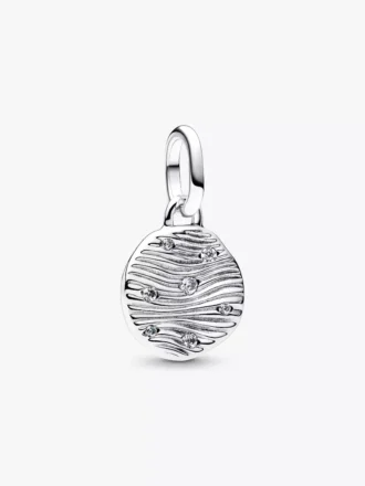 Endgültiger Verkauf – gravierbarer Mini-Medaillon-Charm aus Sterlingsilber