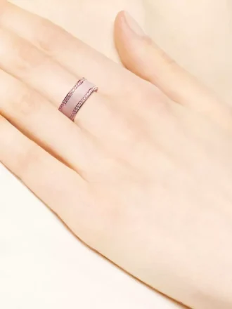 Endgültiger Verkauf – Hearts of Pandora Ring, Pandora Rose™, cremefarbene Emaille & klare Zirkonia, 14-karätige Roségoldbeschichtung