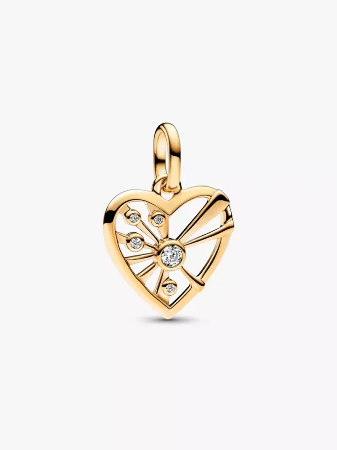 Endgültiger Verkauf – Herz-&-Strahlen-Medaillon-Charm, 14 Karat vergoldet Endgültiger Verkauf – Herz-&-Strahlen-Medaillon-Charm, 14 Karat vergoldet