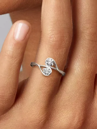 Endgültiger Verkauf – Pandora Infinite 14-karätiger Weißgold-Ring mit zwei im Labor gezüchteten Diamanten, 0,50 Karat insgesamt, 14-karätiges Weißgold