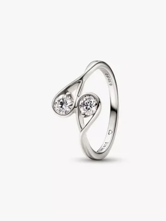 Endgültiger Verkauf – Pandora Infinite 14-karätiger Weißgold-Ring mit zwei im Labor gezüchteten Diamanten, 0,50 Karat insgesamt, 14-karätiges Weißgold