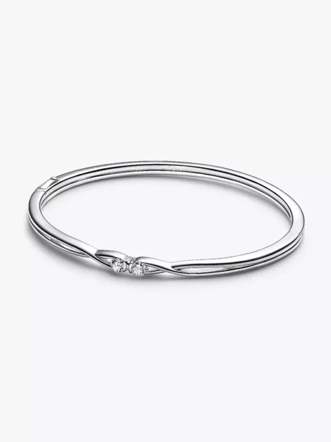 Endgültiger Verkauf – Pandora Infinite Bangle aus Sterlingsilber mit doppelseitigen, im Labor gezüchteten Diamanten, 0,30 ct insgesamt, Sterlingsilber Endgültiger Verkauf – Pandora Infinite Bangle aus Sterlingsilber mit doppelseitigen, im Labor gezüchteten Diamanten, 0,30 ct insgesamt, Sterlingsilber