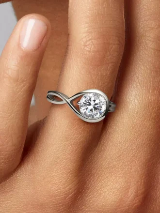 Endgültiger Verkauf – Pandora Infinite Ring aus 14 Karat Weißgold mit im Labor gezüchtetem Diamanten, 1,75 Karat Gesamtgewicht, 14 Karat Weißgold