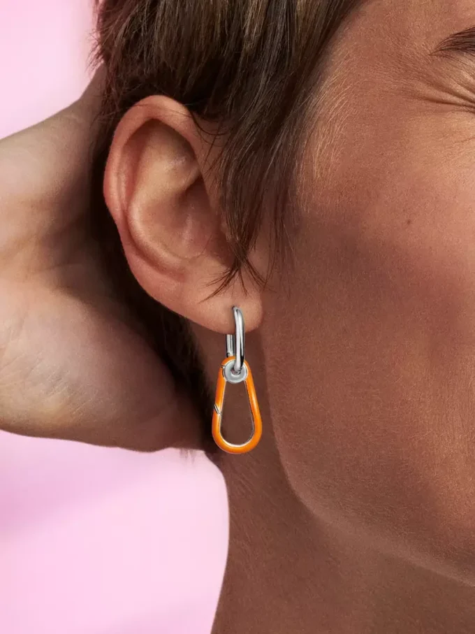 Endgültiger Verkauf – Pandora ME leuchtend orangefarbener Creolen-Ohrring aus Sterlingsilber Endgültiger Verkauf – Pandora ME leuchtend orangefarbener Creolen-Ohrring aus Sterlingsilber