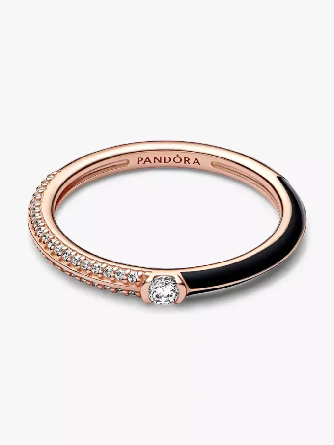 Endgültiger Verkauf – Pandora ME Pavé & Black Dual Ring, 14 Karat Roségold-Beschichtung