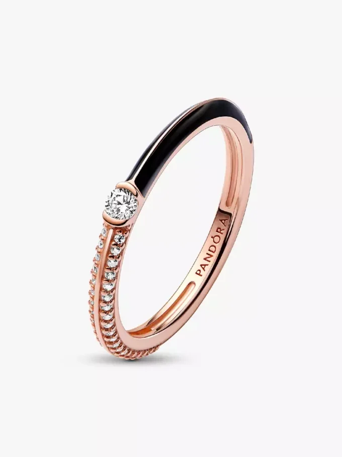 Endgültiger Verkauf – Pandora ME Pavé & Black Dual Ring, 14 Karat Roségold-Beschichtung