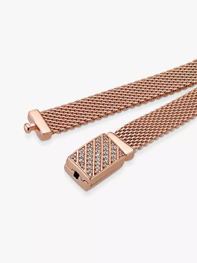 Endgültiger Verkauf – Pandora Reflexions Langes Pavé-Armband mit Verschluss, 14 Karat Roségold-Beschichtung Endgültiger Verkauf – Pandora Reflexions Langes Pavé-Armband mit Verschluss, 14 Karat Roségold-Beschichtung