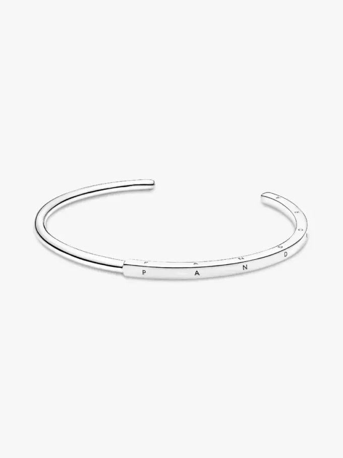 Endgültiger Verkauf – Pandora Signature I-D Open Bangle aus Sterlingsilber
