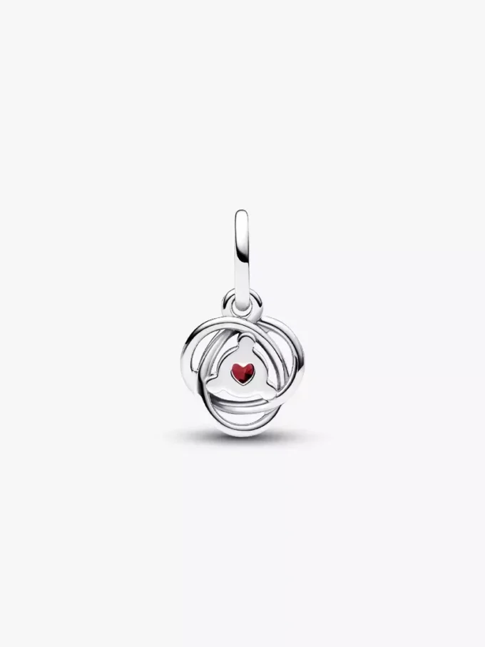Endgültiger Verkauf – Roter Eternity Circle Dangle Charm aus Sterlingsilber Endgültiger Verkauf – Roter Eternity Circle Dangle Charm aus Sterlingsilber
