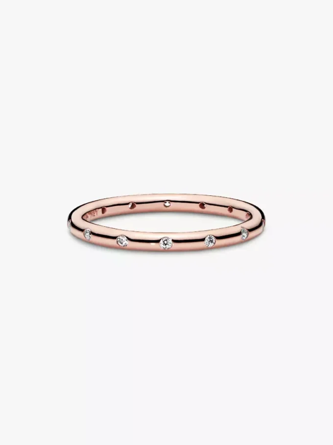 Endgültiger Verkauf – schlichter, funkelnder Bandring, 14 Karat Roségold-Beschichtung Endgültiger Verkauf – schlichter, funkelnder Bandring, 14 Karat Roségold-Beschichtung