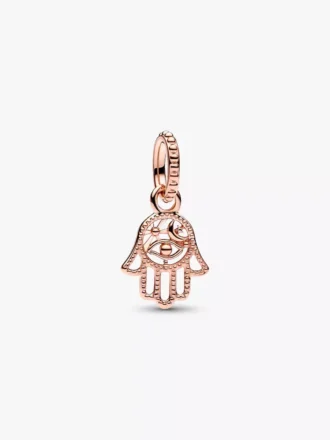 Endgültiger Verkauf – Schutz-Hamsa-Hand-Dangle Charm, 14-karätige Roségoldbeschichtung