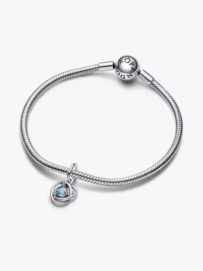 Endgültiger Verkauf – Sea Aqua Blue Eternity Circle Dangle Charm aus Sterlingsilber Endgültiger Verkauf – Sea Aqua Blue Eternity Circle Dangle Charm aus Sterlingsilber