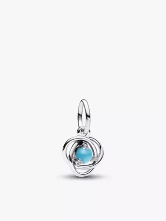Endgültiger Verkauf – Türkisblauer Eternity Circle Dangle Charm aus Sterlingsilber