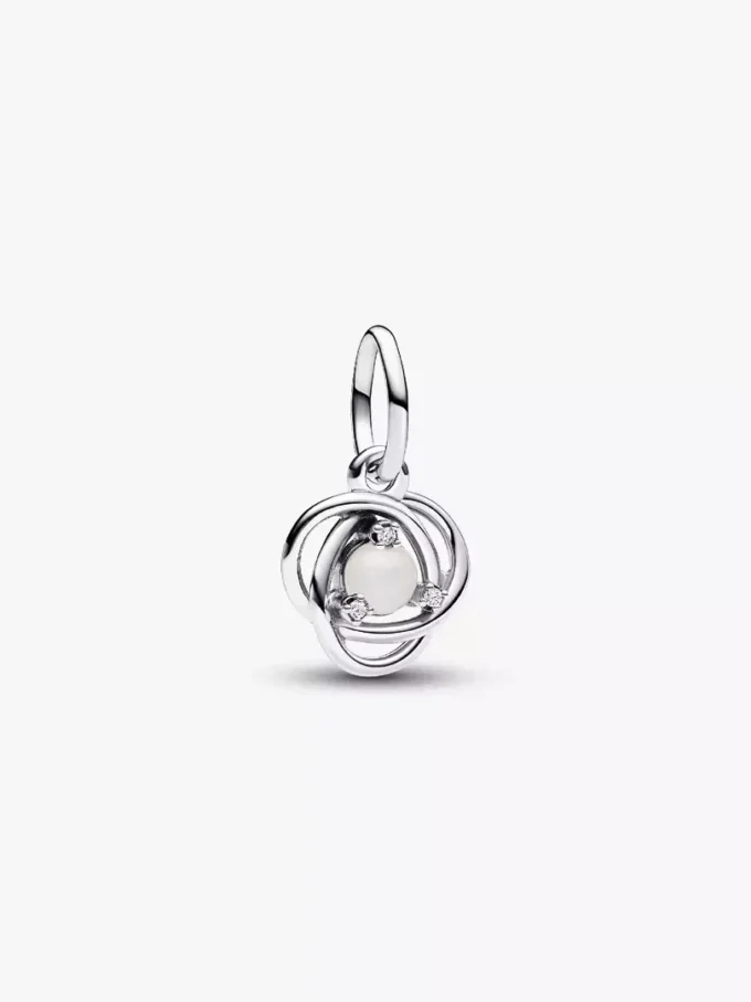 Endgültiger Verkauf – Weißer Eternity Circle Dangle Charm aus Sterlingsilber Endgültiger Verkauf – Weißer Eternity Circle Dangle Charm aus Sterlingsilber