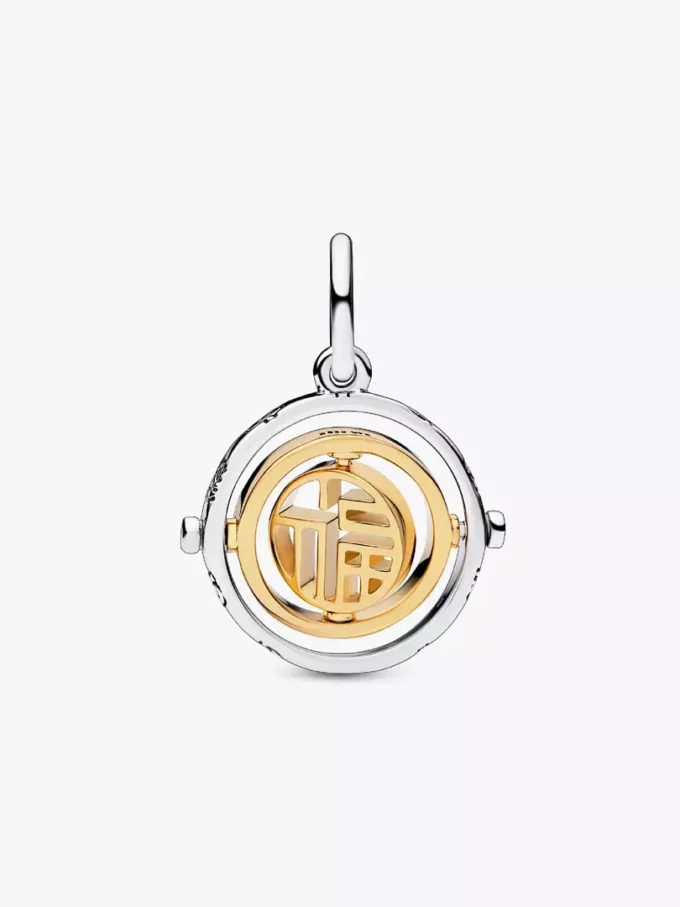 Endgültiger Verkauf – zweifarbiger Fú-Dangle-Charm aus Sterlingsilber, 14-karätig vergoldet Endgültiger Verkauf – zweifarbiger Fú-Dangle-Charm aus Sterlingsilber, 14-karätig vergoldet