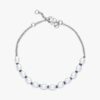 ENDVERKAUF – Armband mit behandelten Süßwasser-Zuchtperlen und blauer Kordel – Sterlingsilber ENDVERKAUF – Armband mit behandelten Süßwasser-Zuchtperlen und blauer Kordel – Sterlingsilber